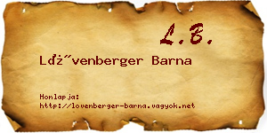 Lövenberger Barna névjegykártya